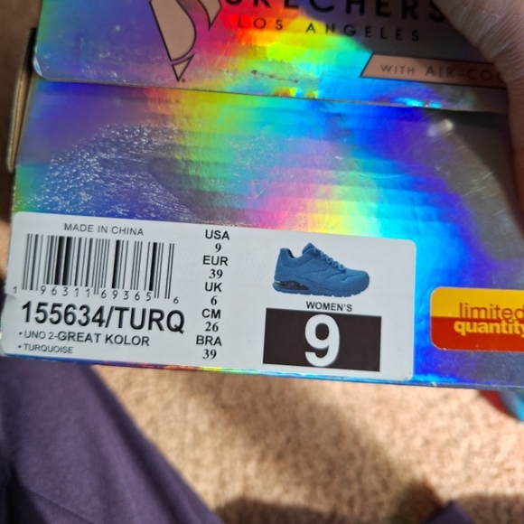 SKECHERS Street Uno Night Shades Turquoise USA Size 9 Memory Foam Limited - Picture 6 of 9